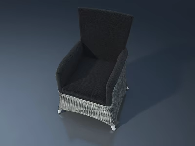 Modern Woven Chair with Black Cushion Gray Frame and Silver Legs 3d model