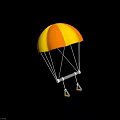 Orange and Yellow Striped Parachute with Suspension Lines and Handle Design