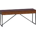 Modern Wooden Top Console Table With Black Metal Legs And Simple Design