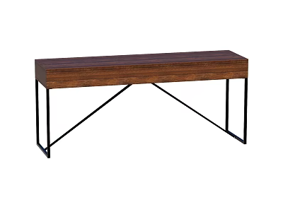 Modern Wooden Top Console Table With Black Metal Legs And Simple Design 3d model
