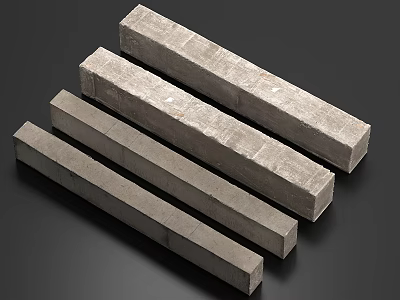 Four Gray Rectangular Concrete Columns With Textured Surface In A Row 3d model