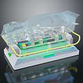 Laboratory Testing Equipment With Transparent Cover Multi Layer Structure Internal Components And Yellow Green Lines