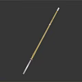 Long Yellow Staff Weapon With White Ends And Red Ring Design
