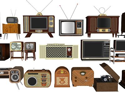 Retro TV Set Republic of China Old Objects TV Set Radio Ornaments Landscape Setches model