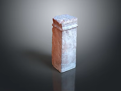 Natural Scenic Landscape With Weathered Red Brown Stone Pillar Under Gray Sky 3d model