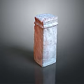 Natural Scenic Landscape With Weathered Red Brown Stone Pillar Under Gray Sky