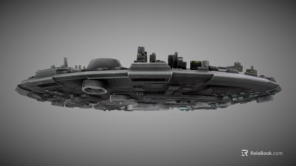 Futuristic Large Sci Fi Spaceship With Detailed Structure Engines And Modules 3d model 