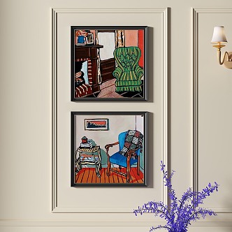 French retro decorative painting 3d model