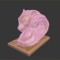 Golden Lion Sculpture On Square Base With Smooth Shiny Surface
