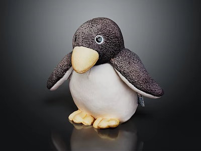 Cute Penguin Shaped Kids Chair With Soft Plush Material For Nursery 3d model