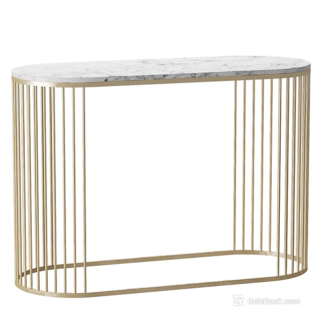Elegant Modern Console Table With Marble Top And Gold Metal Frame Design 3d model 
