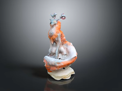 Elegant Ceramic Animal Sculpture as Decorative Furniture Accessory in Orange White Gray 3d model