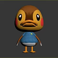 Cartoon Character And Duck Creature With Orange Yellow Appearance Red Cheeks Blue Outfit Yellow Logo