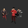 Men Performing In Band With Lead Singer Guitarist And Drummer