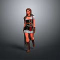 Fantasy Female Warrior Character In Black White Outfit With Wolf Companion