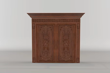 European-style Double Door Classical Carved Entry Door Security Door Wooden Door 3d model