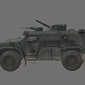 Military Armored Off Road Vehicle With Roof Mounted Machine Gun And Large Tires