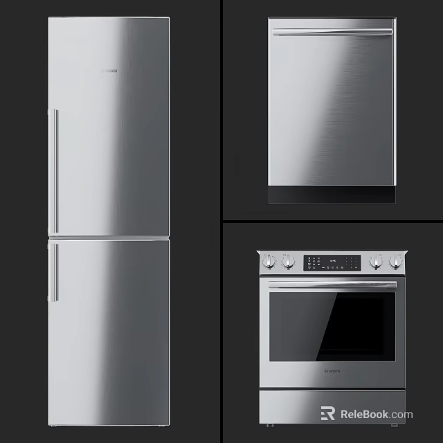 Stainless Steel Double Door Refrigerator And Freezer With Sleek Design In Modern Kitchen 3d model 