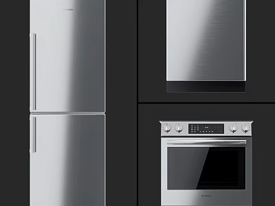 Stainless Steel Double Door Refrigerator And Freezer With Sleek Design In Modern Kitchen 3d model