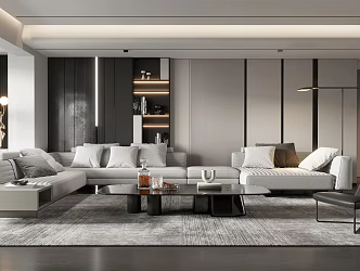 Modern Living Room & Dining Room 3d model