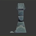 Green Carved Stone Arch Structure With Stacked Blocks And Decorative Details