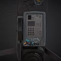 Public Telephone Booth Exterior With Open Door And Vintage Graffiti Art