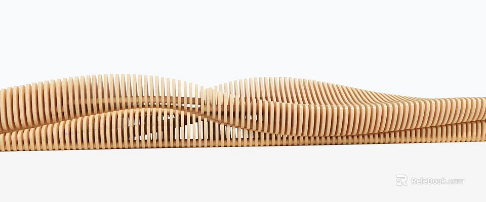 Creative Modern Wooden Public Chair With Wavy Striped Structure Design 3d model 