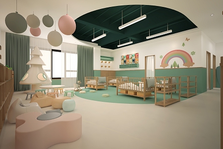 Modern Kindergarten Baby Class Toilet 3d model