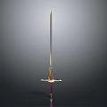Medieval Decorative Sword With Metal Blade Golden Hilt And Purple Handle