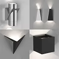 Modern Geometric Wall Lamps in Black White Silver for Interior Lighting Decor