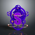 Elegant Purple Decorative Cabinet With Ornate S Letter And Circular Sphere Accents
