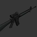 Military Style Assault Rifle With Tactical Scope Textured Barrel And Detachable Magazine