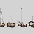 Modern Metal Chandeliers With Circular Rings And Curved Suspended Design Elements
