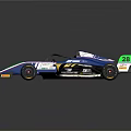 High Performance Blue And Yellow Formula Racing Car With Number 28 And FSAE KSA Logos