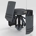 Mechanical Creature Character With Circular Main Body Open Side Panels And Top Antenna Structure 3d model