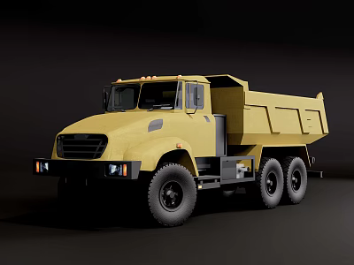 Yellow Six Wheel Dump Truck With Heavy Duty Design And Cargo Body 3d model