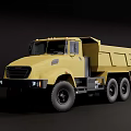 Yellow Six Wheel Dump Truck With Heavy Duty Design And Cargo Body