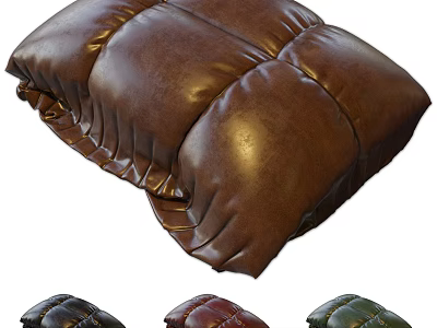 Brown Leather Cushion With Stitched Design And Multiple Color Options 3d model
