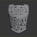 Ornate Silver Decorative Shield With Intricate Eagle And Floral Patterns Red Accents 3d model