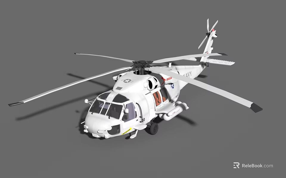 Highly Detailed White Helicopter 3D Model Showcasing Rotors Fuselage And Windows 3d model 