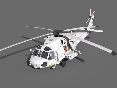 Highly Detailed White Helicopter 3D Model Showcasing Rotors Fuselage And Windows 3d model