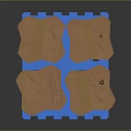Stacked Brown Cardboard Boxes On Blue Pallet For Storage And Shipping