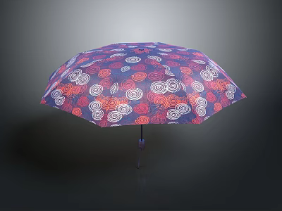 Colorful Umbrella Design With Purple And Red Cloud Patterns On Canopy 3d model