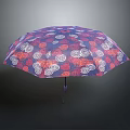 Colorful Umbrella Design With Purple And Red Cloud Patterns On Canopy