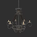 Vintage Iron Chandelier With Ornate Design And Candle Shaped Lights