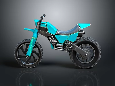 Turquoise Off Road Motorcycle With Modern Design And Black Accent Wheels 3d model