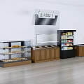 Retail Display Cabinets and Shelves with Glass Doors Multiple Shelves and Wooden Drawers