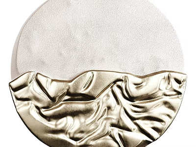 Modern Artistic Wall Decor With Gold Wavy Texture And Light Circular Design 3d model