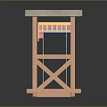 Building Model With Wooden Frame Slate Countertop Yellow Structure Pink Blocks And Cross Supports
