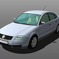 Silver Sedan Car Rear Side View With Windows Wheels And Antenna